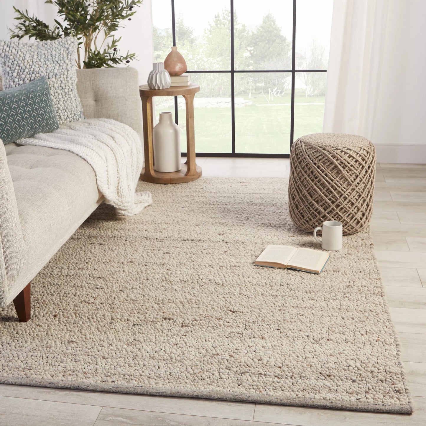 005 SI-2354839,SI-2354840,SI-2354841,SI-2386401 | Lifestyle | Quiet Time QTM03 Rug by Jaipur Living in taupe, gray. Made from 90% wool 10% jute in a unique style.
