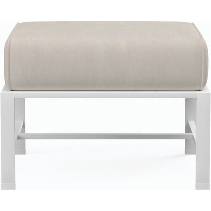 Bristol Outdoor Ottoman in Canvas Flax w/ Self Welt by Sunset West in white. Made from aluminum in a modern style.