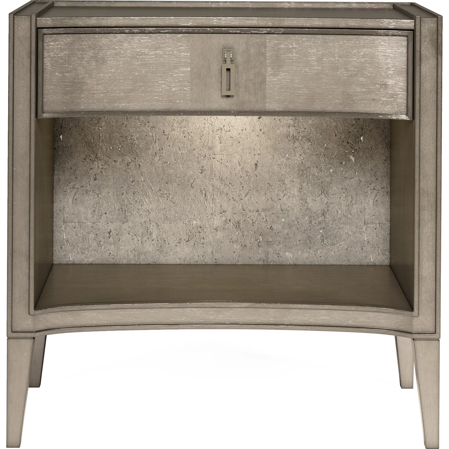 003 SI-2334439 | Additional Silo | Cove Open Nightstand by A.R.T. Furniture in grey and mica. Made from rubberwood solids, primavera veneers, cork, metal in a traditional style.
