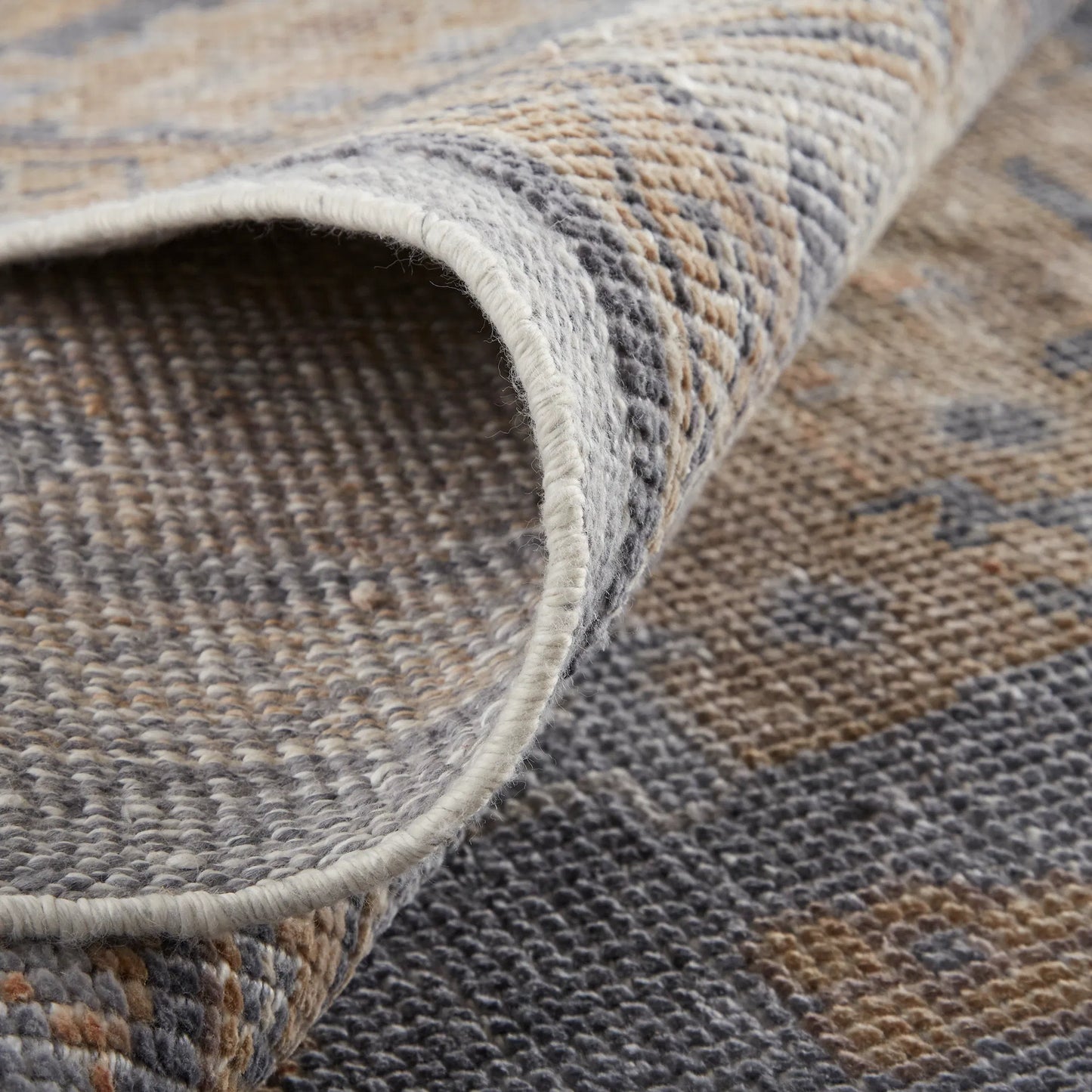 015 SI-1830362,SI-1830363,SI-1830364,SI-1830365,SI-1830367 | Closeup | Wendover Transitional Oriental Rug - 6842F by Feizy in gray, blue, tan. Made from pet in a unique style.