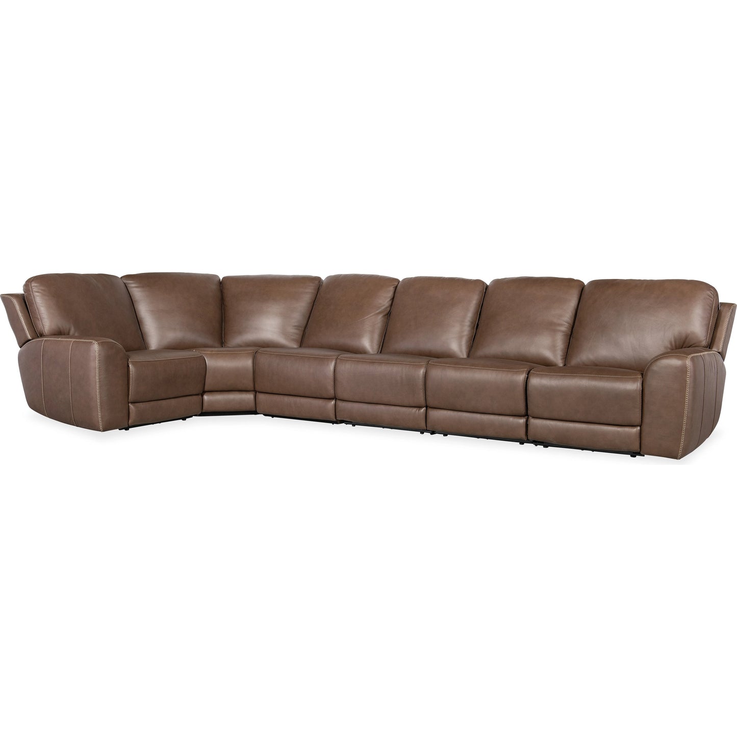 021 SI-2133815 | Primary Silo | Torres 6 Piece Sectional by Hooker Furniture in sorrento mocha. Made from leather, sorrento mocha (semi-aniline top grain with splits) in a traditional style.