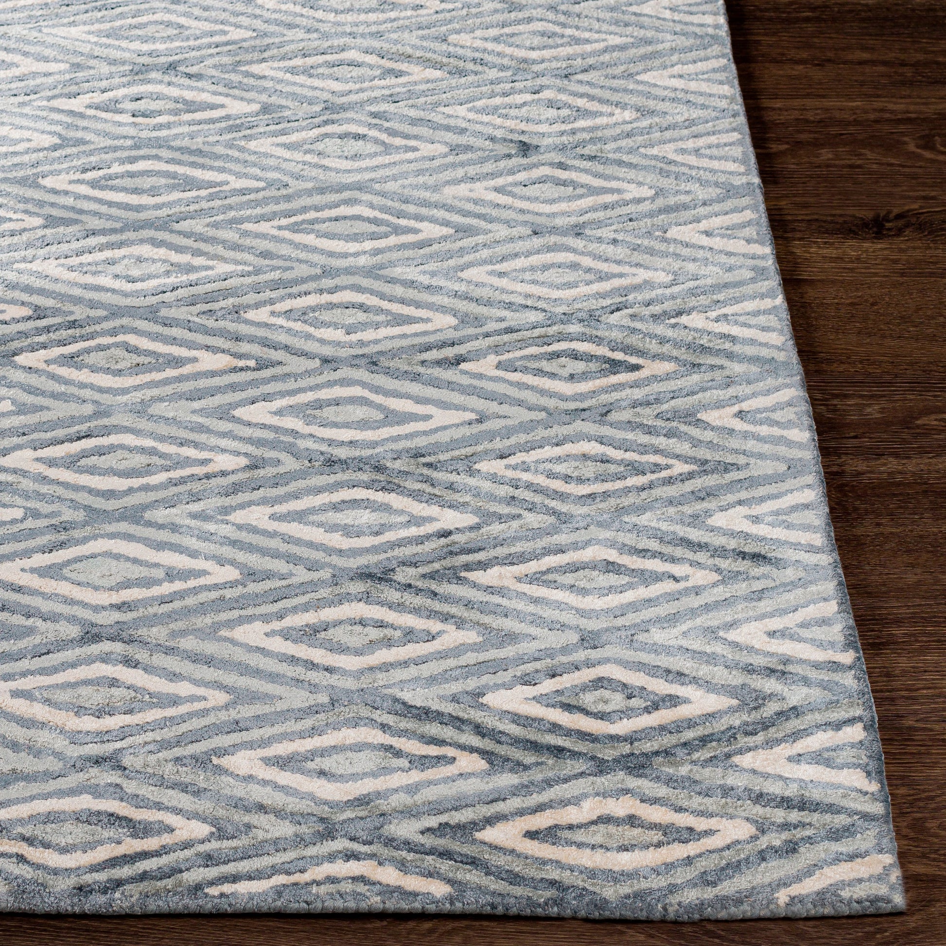 Quartz Rug - 12964 by Surya in navy, pale blue, cream. Made from 100% viscose in a unique style.