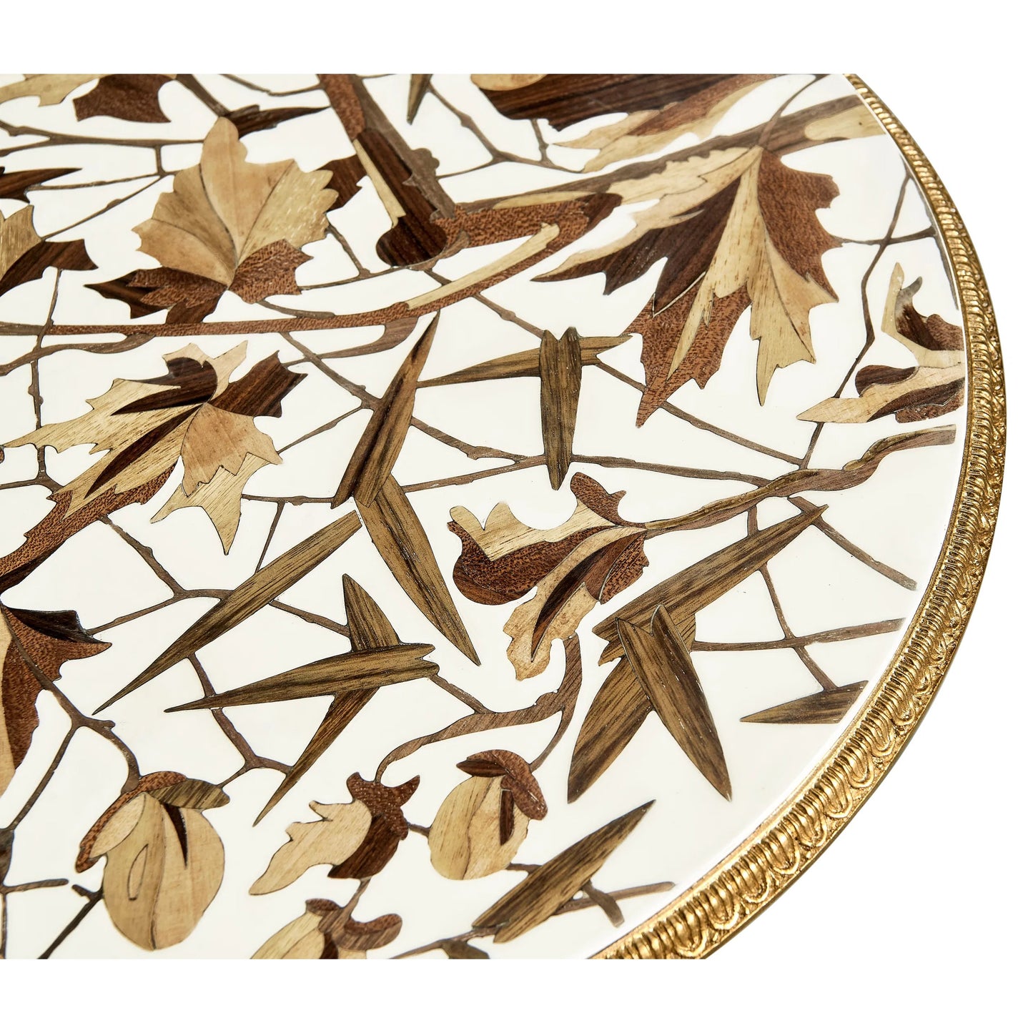 003 SI-2446828 | Closeup | Trianon Accent Table by Jonathan Charles in oak leaf parquetry. Made from local mahogany, marquetry veneer, mdf in a traditional style.