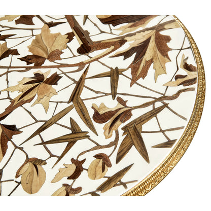 Trianon Accent Table by Jonathan Charles in oak leaf parquetry. Made from local mahogany, marquetry veneer, mdf in a traditional style.