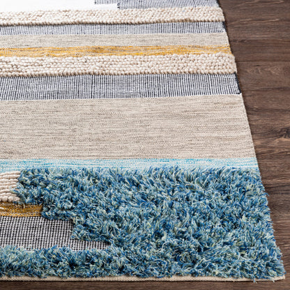 Quenby QUE-2301 Indoor/Outdoor Rug by Surya in black, white, mustard, dark brown, charcoal, light beige. Made from 55% wool, 25% polyester, 20% cotton in a unique style.