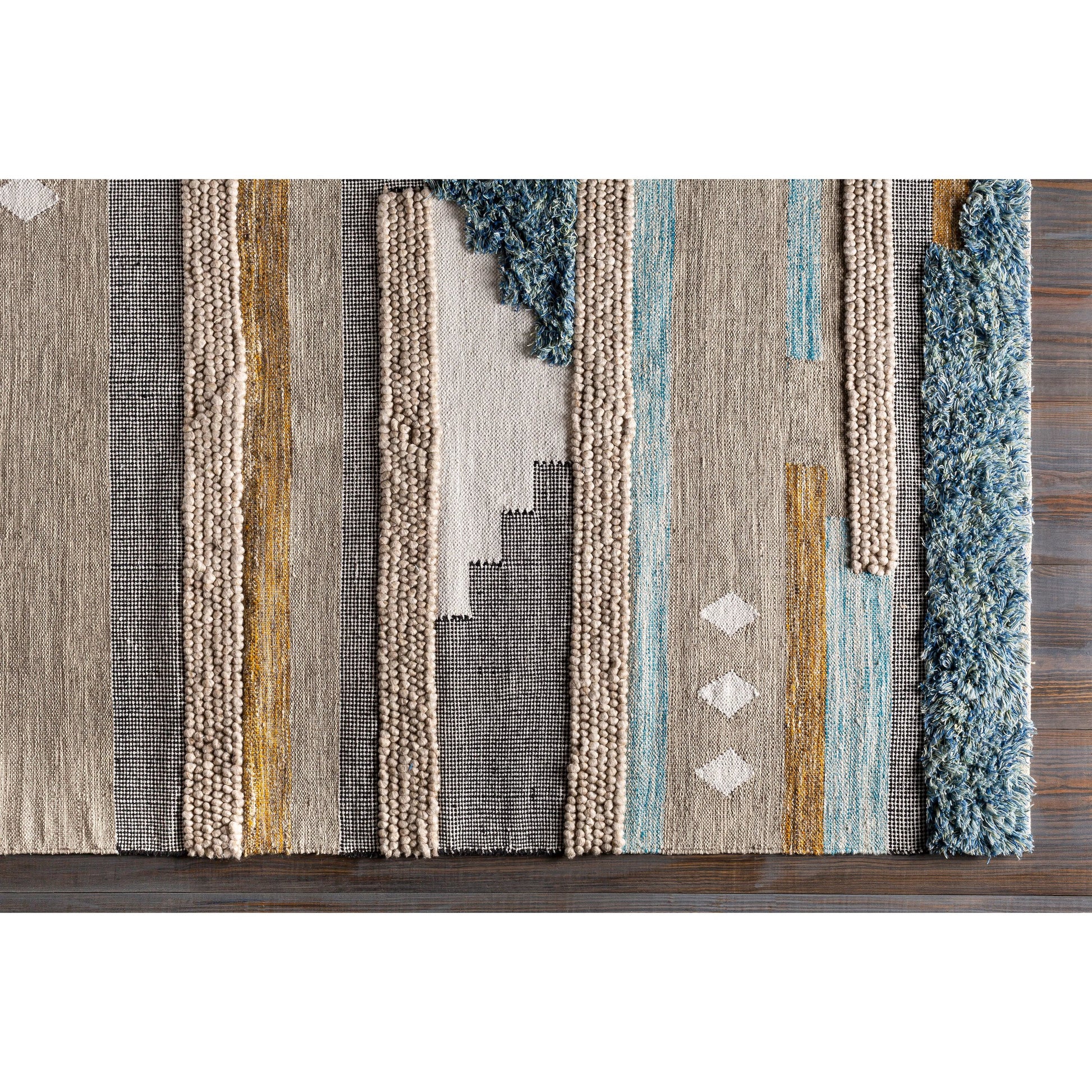 Quenby QUE-2301 Indoor/Outdoor Rug by Surya in black, white, mustard, dark brown, charcoal, light beige. Made from 55% wool, 25% polyester, 20% cotton in a unique style.