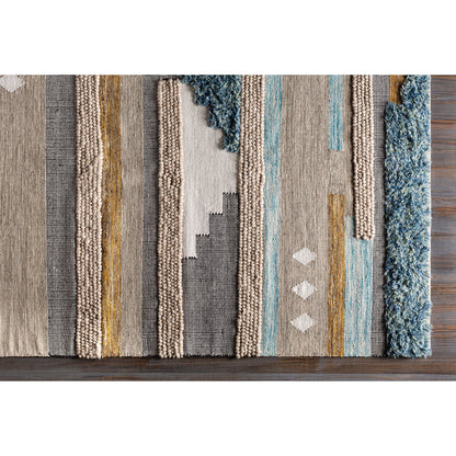 Quenby QUE-2301 Indoor/Outdoor Rug by Surya in black, white, mustard, dark brown, charcoal, light beige. Made from 55% wool, 25% polyester, 20% cotton in a unique style.