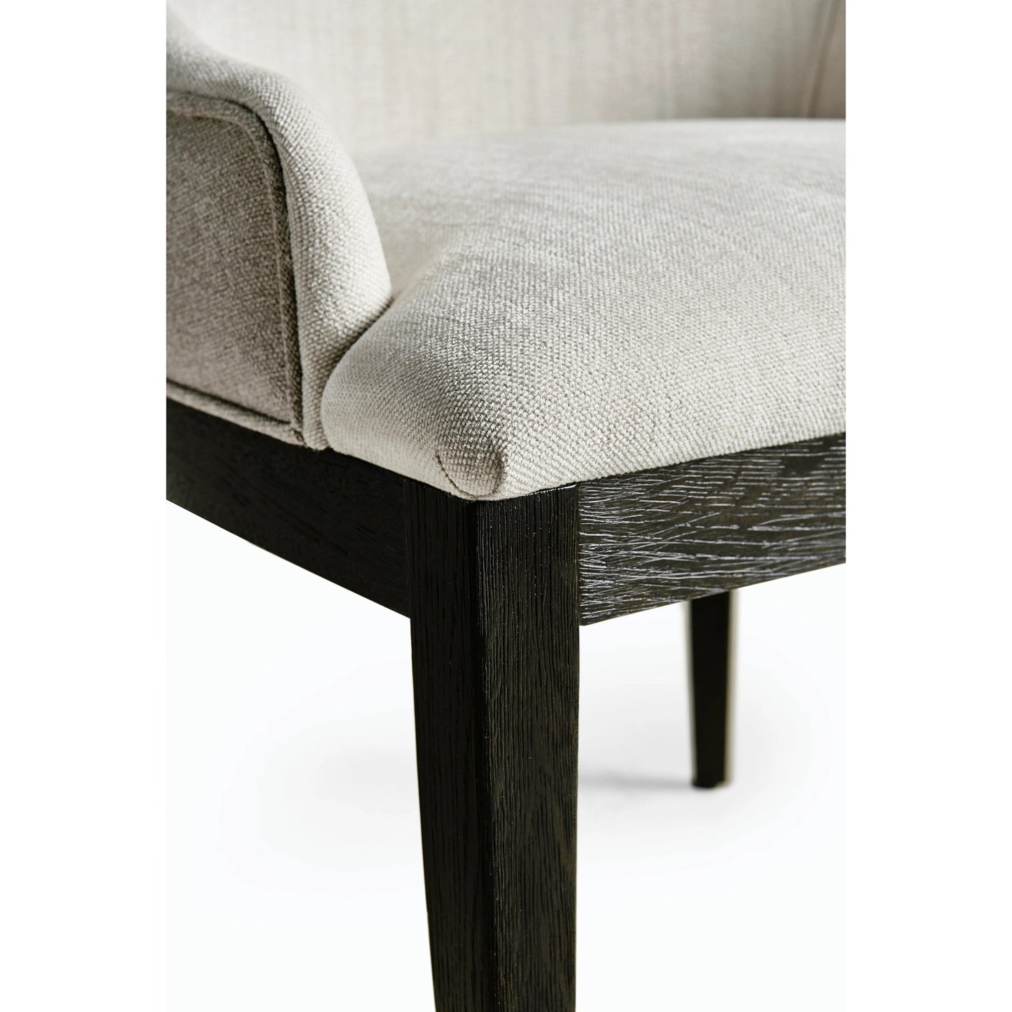 002 SI-2186307 | Closeup | Timeless Aurora Upholstered Side Chair in Ebonized Black by Jonathan Charles in black and ebonized black. Made from oak, foam, fabric in a modern style.