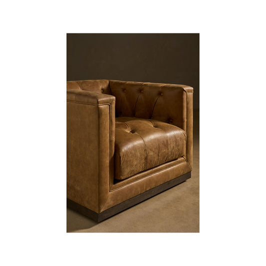 Quinn Swivel Chair by Universal Furniture in winchester sycamore leather. Made from 100% leather in a traditional style.
