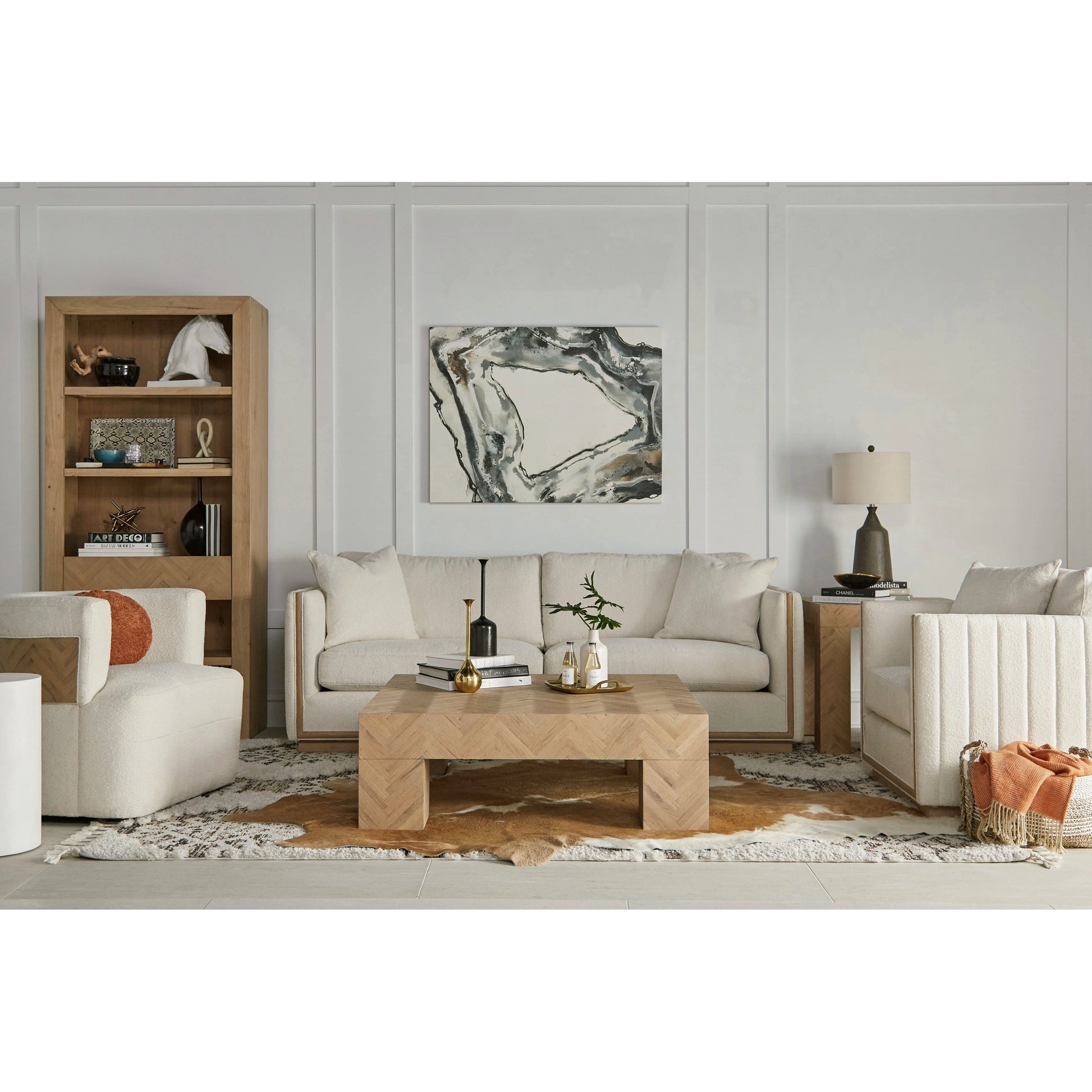 Garrison Square End Table by A.R.T. Furniture in washed oak. Made from parawood solids with ash embossing, white oak veneers in a cottage & farmhouse style.