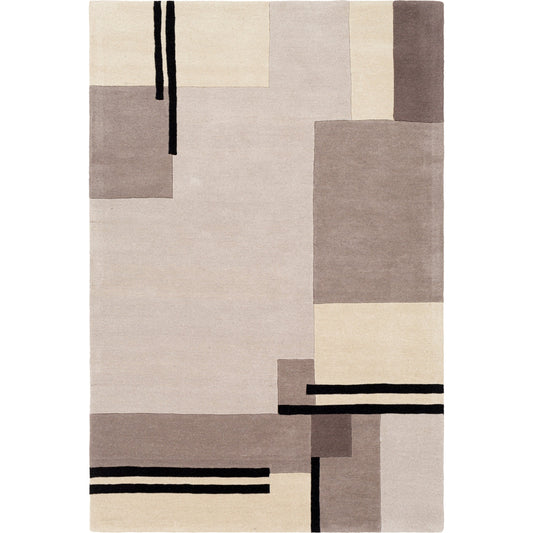 Queens Rug - 26207 by Livabliss in ivory, light gray, gray, charcoal, black. Made from 100% wool in a unique style.