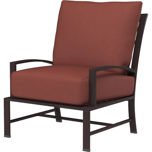 La Jolla Outdoor Club Chair by Sunset West in browns. Made from aluminum in a modern style.