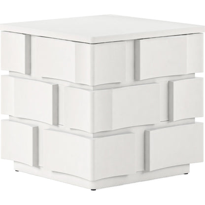 Portico Chairside Table by A.R.T. Furniture in white plaster. Made from parawood solids, resin in a modern style.