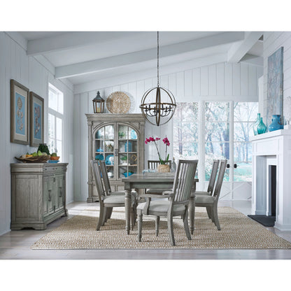 Madison Ridge Arm Chair by Pulaski Furniture in bluff grey. Made from asian hardwood, oak veneers, fabric in a traditional style.