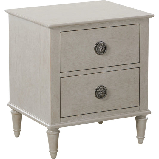 Zest 2 Drawer Nightstand by Zest in gray and greige. Made from rubberwood, oak veneer in a modern style.