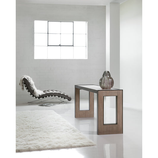 Joni Console by Hooker Furniture in light oak. Made from oak veneers, resin, aluminum sheet in a modern style.