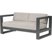 Redondo Outdoor Loveseat by Sunset West in grays. Made from aluminum in a modern style.