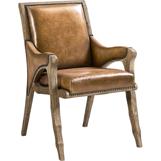 Echo Canyon Leather Arm Chair by Jonathan Charles in faded oak. Made from oak in a traditional style.