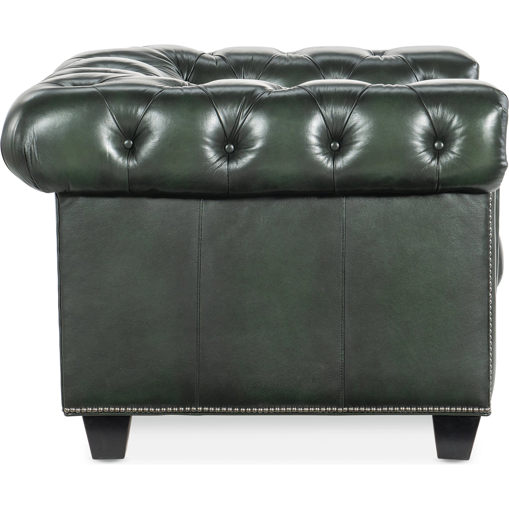 Charleston Tufted Chair by Hooker Furniture in sarzana portal and black. Made from leather, sarzana portal (finished, wipe off, top grain with splits) in a transitional style.