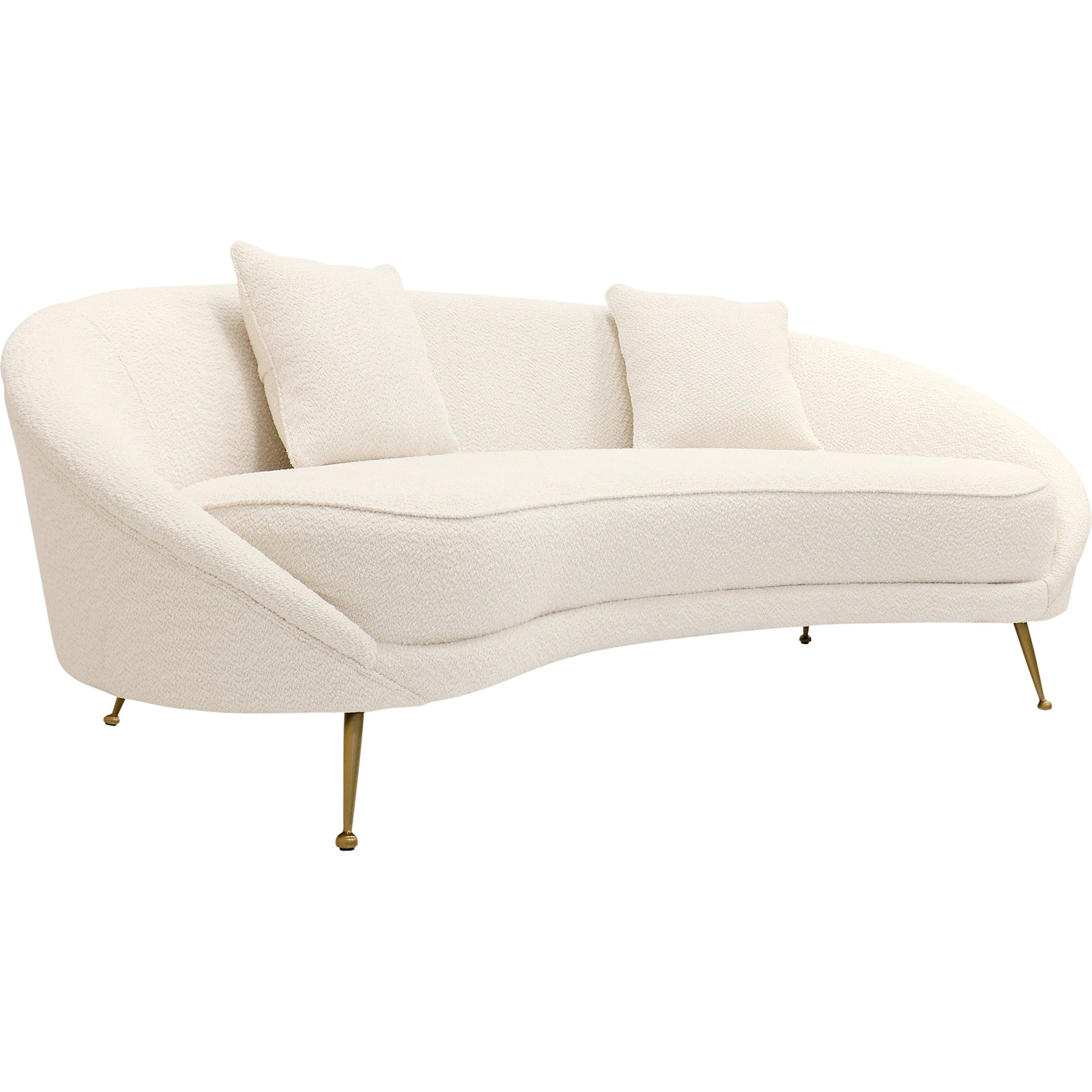 Vicenza Curved Sofa by Pasargad Home in ivory. Made from polyester fabric in a modern style.