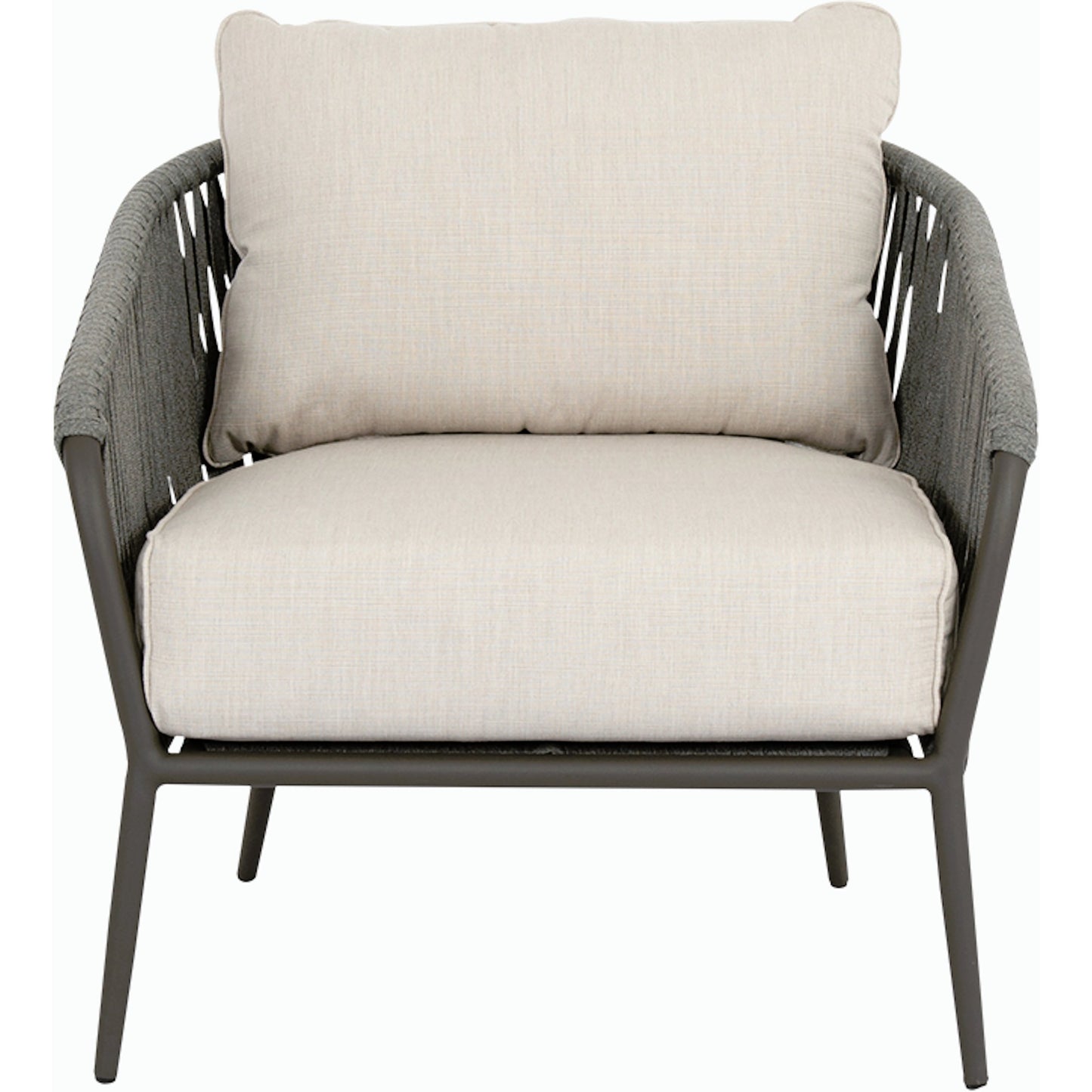 002 SI-2167041 | Additional Silo | Florence Outdoor Club Chair by Sunset West in graphite. Made from olefin rope in a coastal style.