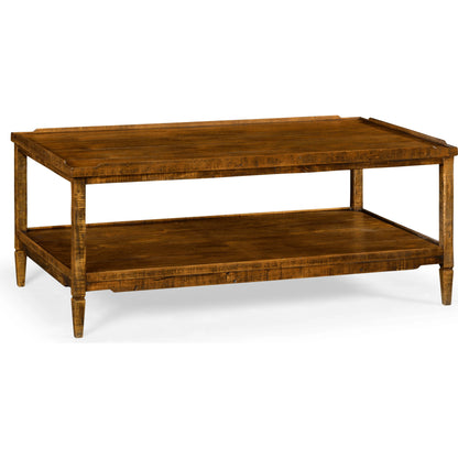 Casual Accents Country Walnut Cocktail Table by Jonathan Charles in brown and country farmhouse walnut. Made from acacia in a traditional style.