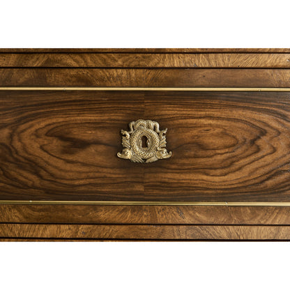 Viceroy Chest of Drawers by Jonathan Charles in brown and santos brown, antique brass. Made from mahogany, cerejeira veneers, santos rosewood crown veneers, brass in a traditional style.