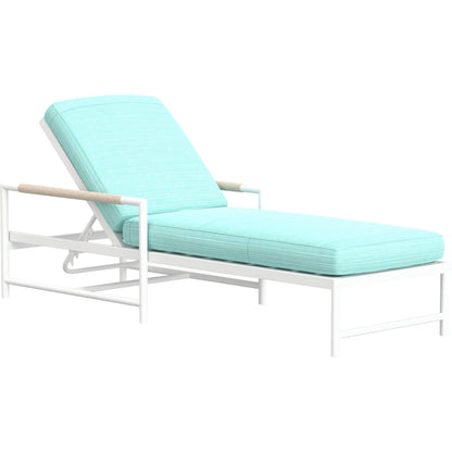 Sabbia Outdoor Chaise by Sunset West in white. Made from olefin rope in a coastal style.