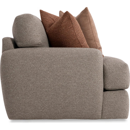 Cameron Fabric Sofa by Bernhardt in brown. Made from fabric, polyfoam core, virgin polyester fibers, waterfowl feathers, waterfowl down in a transitional style.