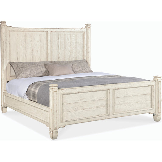 Americana California King Panel Bed by Hooker Furniture. Made from oak veneers in a cottage & farmhouse style.