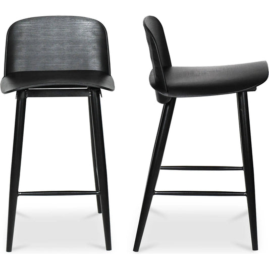Looey Counter Stool (Set of 2) by Moe's Home Collection in black. Made from polypropylene seat, steel legs in a transitional style.