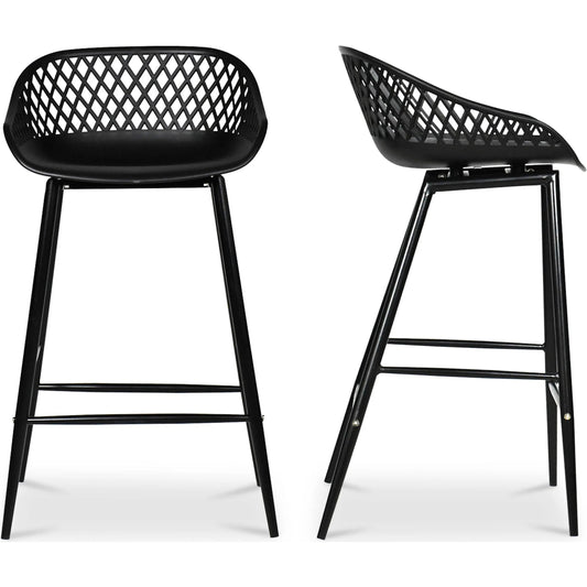 Piazza Outdoor Counter Stool (Set of 2) by Moe's Home Collection. Made from polypropylene seat, steel legs in a coastal style.