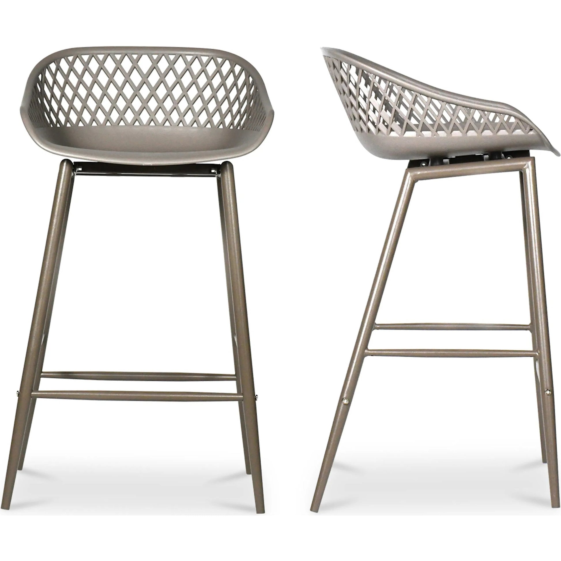 Piazza Outdoor Counter Stool (Set of 2) by Moe's Home Collection. Made from polypropylene seat, steel legs in a coastal style.