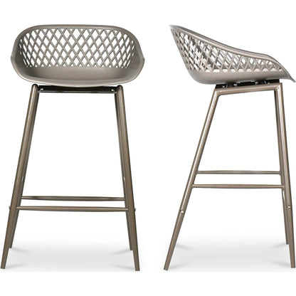 Piazza Outdoor Counter Stool (Set of 2) by Moe's Home Collection. Made from polypropylene seat, steel legs in a coastal style.