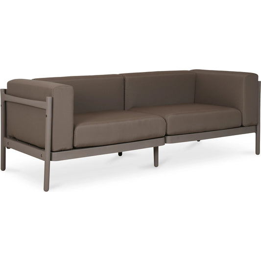 Suri Outdoor 2 Seat Sofa by Moe's Home Collection in taupe. Made from upholstery: 100% solution dyed polyester, polypropylene frame, foam in a unique style.