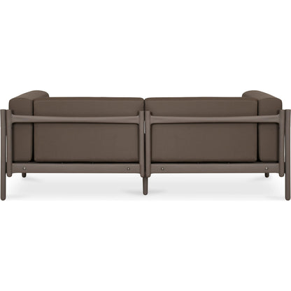 Suri Outdoor 2 Seat Sofa by Moe's Home Collection in taupe. Made from upholstery: 100% solution dyed polyester, polypropylene frame, foam in a modern style.