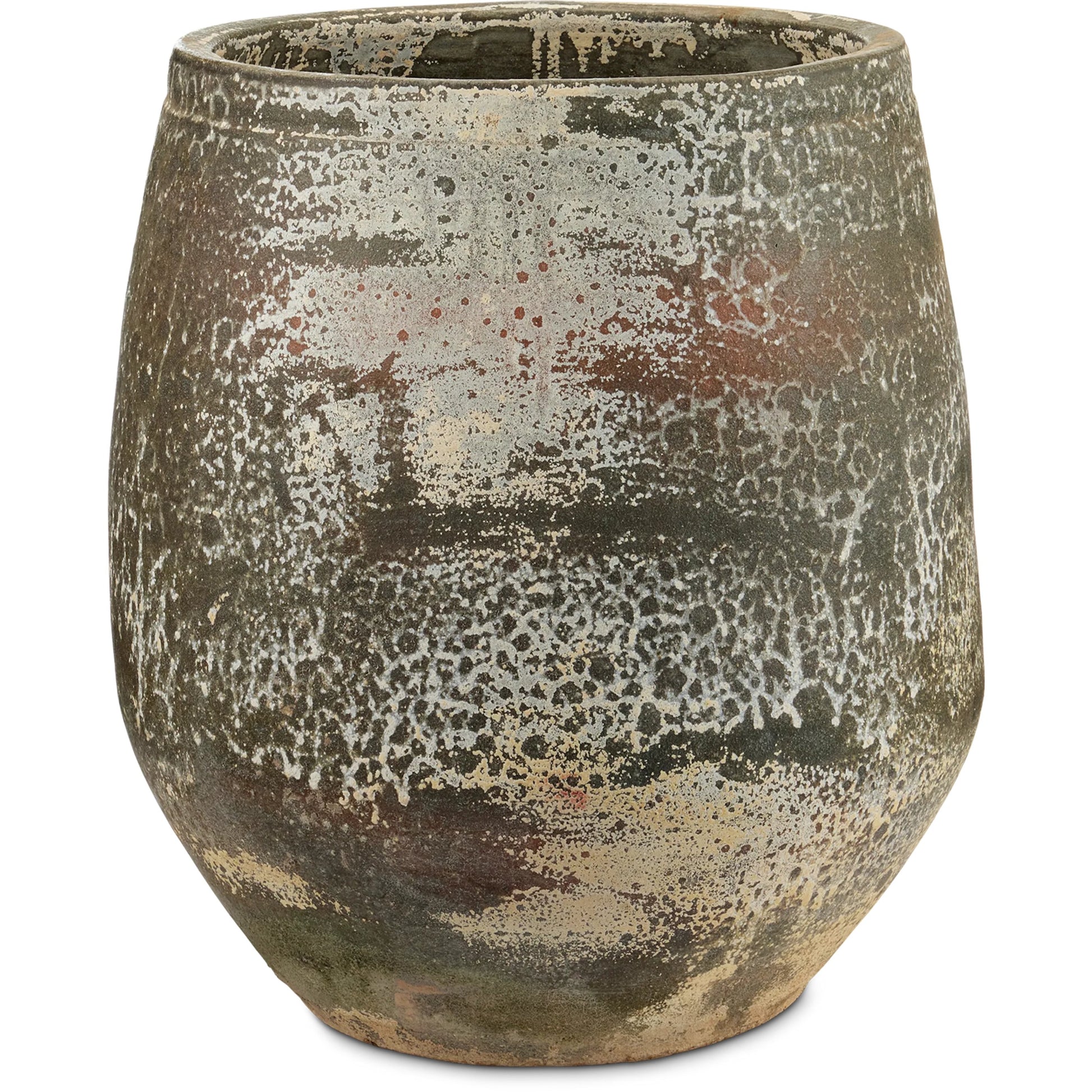 Sicilia Antique White Planter by Currey and Company in greenish white. Made from terracotta in a modern style.