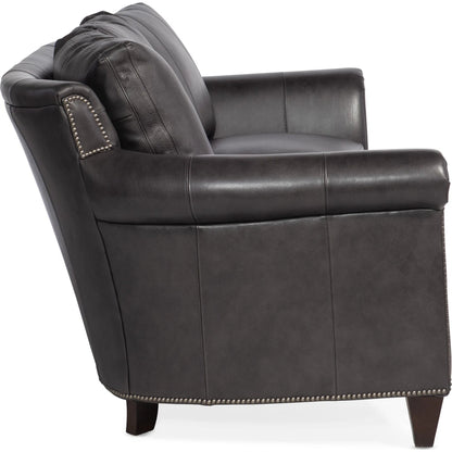 Richardson Stationary Sofa by Bradington-Young by Hooker Furniture. Made from 100% leather in a unique style.