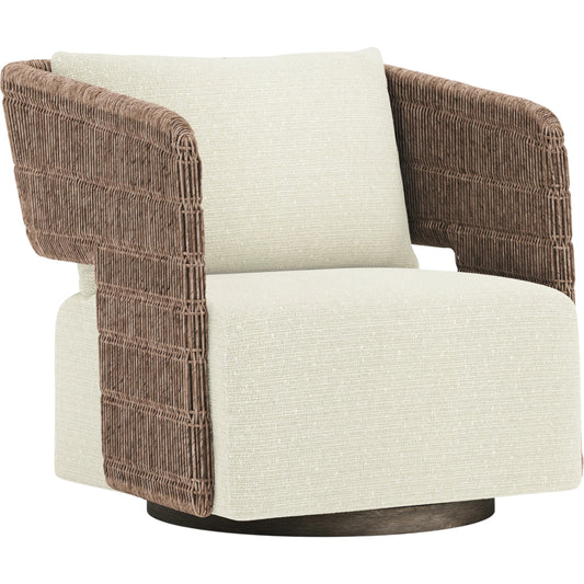 Maldives Outdoor Swivel Chair by Bernhardt in hazelnut. Made from unique in a transitional style.
