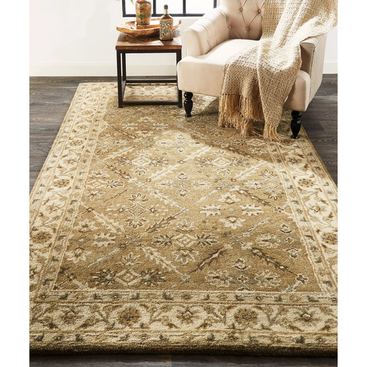 Eaton Traditional Oriental Rug - 8424F by Feizy in green, brown, taupe. Made from wool in a unique style.