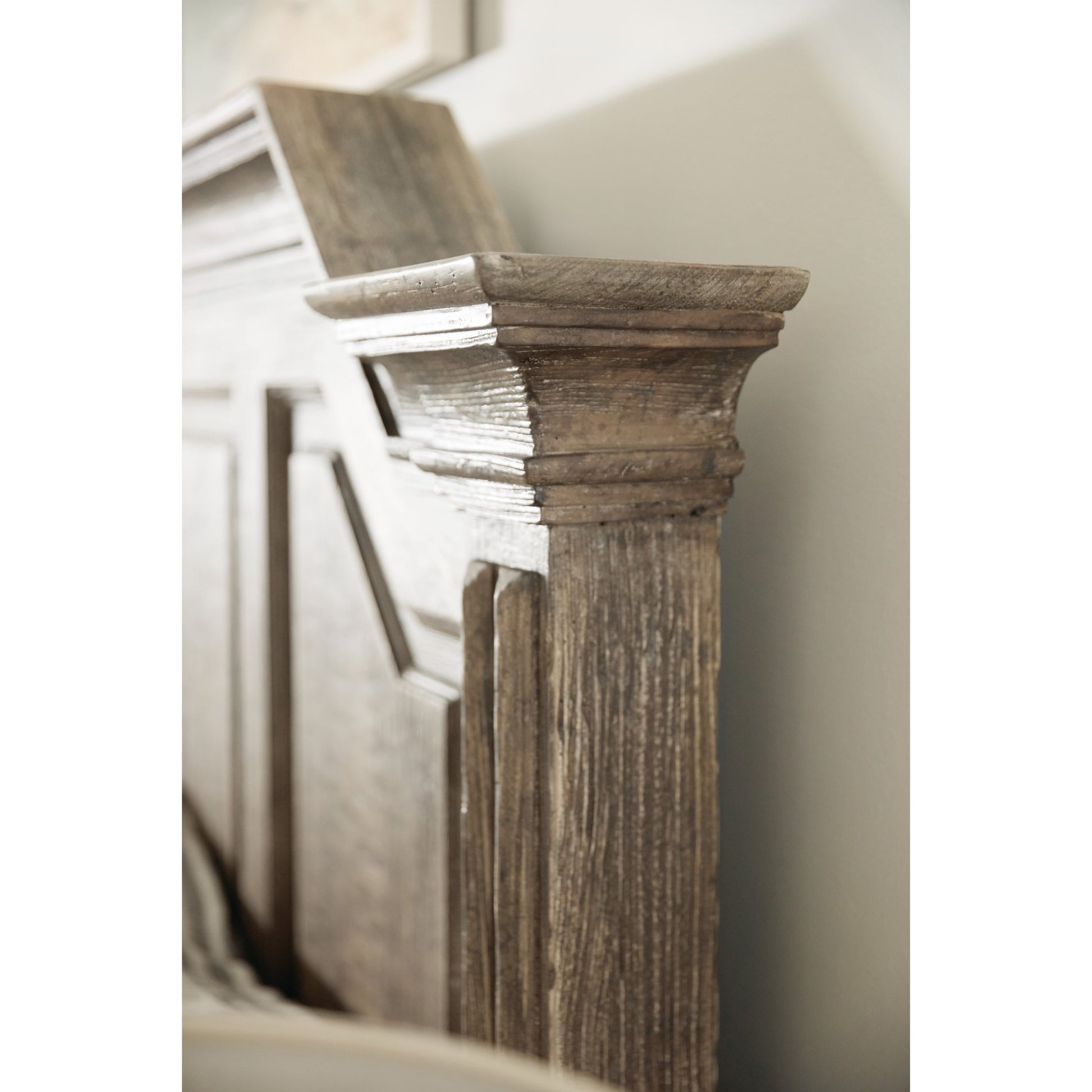 Bradshaw Bed by Hooker Furniture in wash off brown. Made from oak veneers with resin in a unique style.