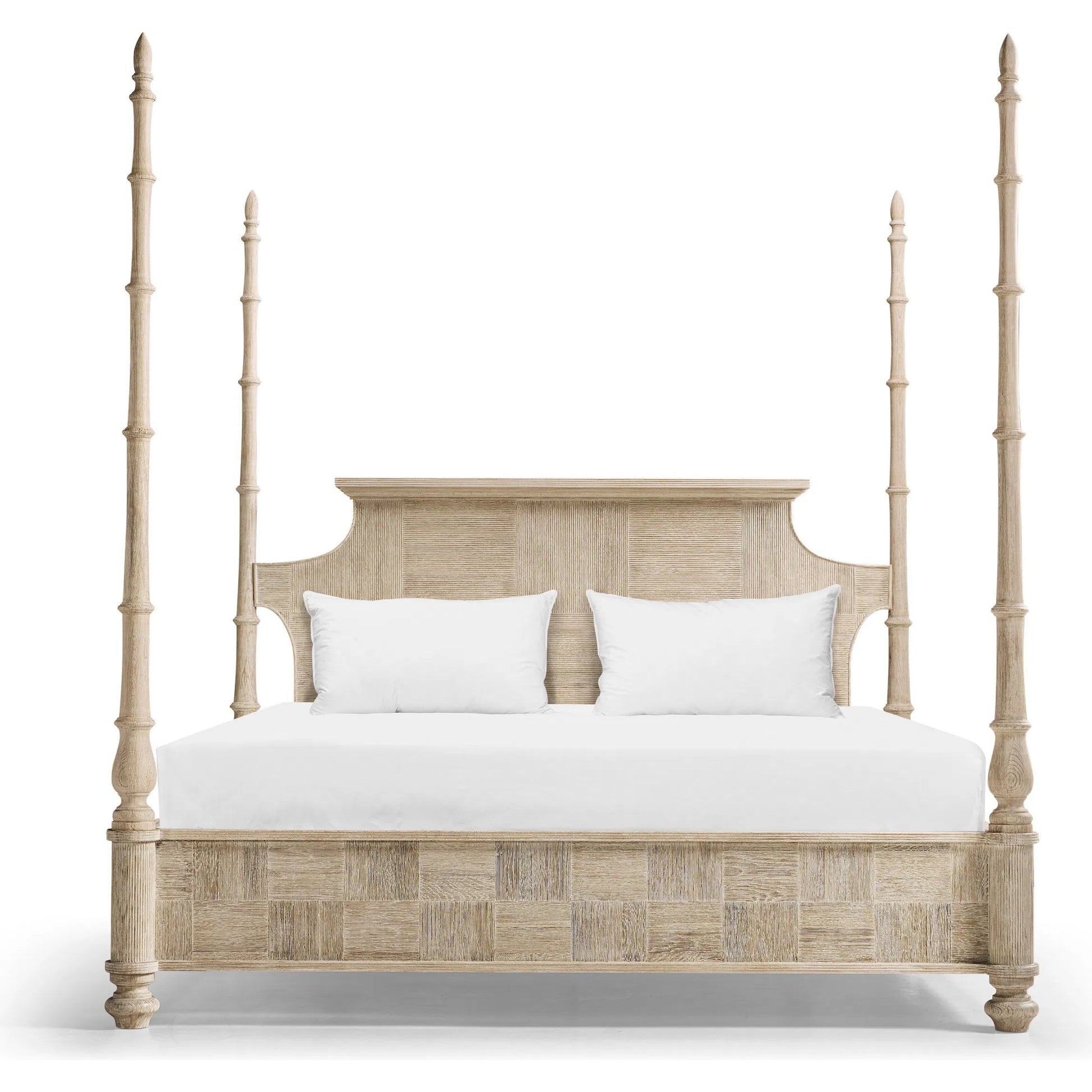 Bywater Poster Bed by Jonathan Charles in beige and washed acacia. Made from oak, beech in a transitional style.