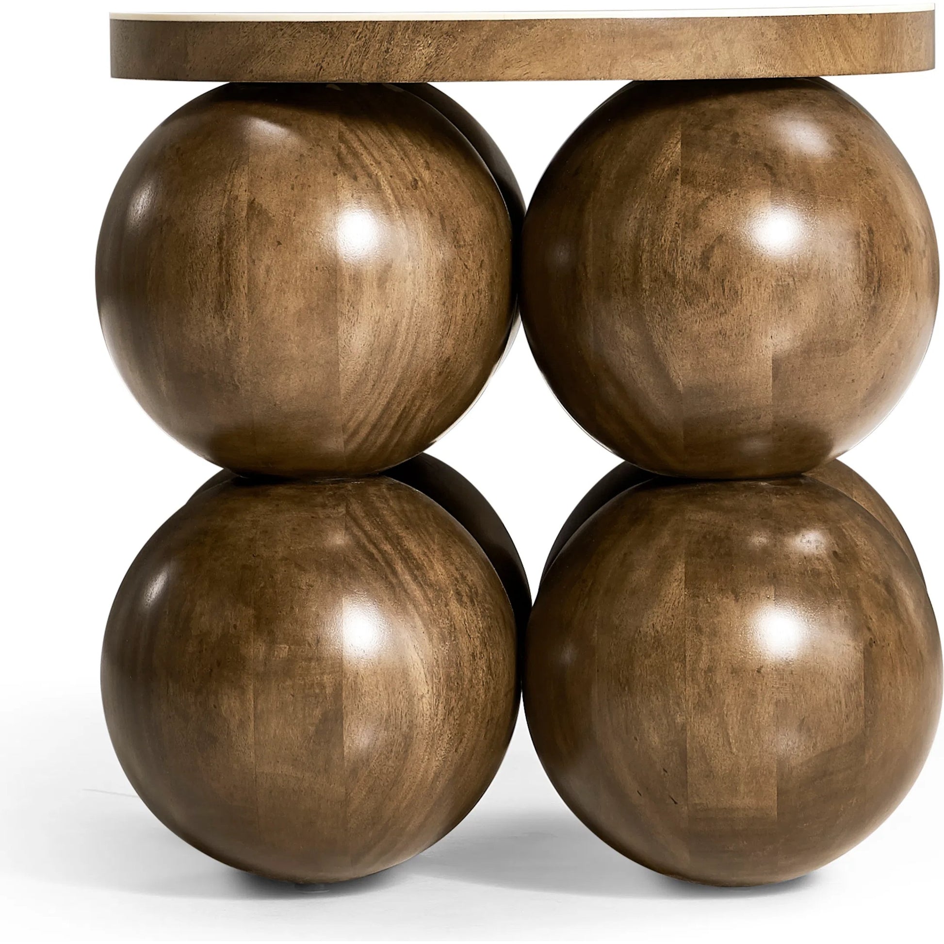 Orb Round Accent Table by Jonathan Charles in brown and medium brown mahogany. Made from mahogany veneers, faux bone in a modern style.