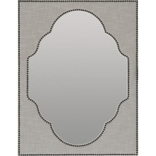 Nourmand Mirror by Hooker Furniture in grey and antwerp gray. Made from hardwoods with fabric, mirror in a cottage & farmhouse style.