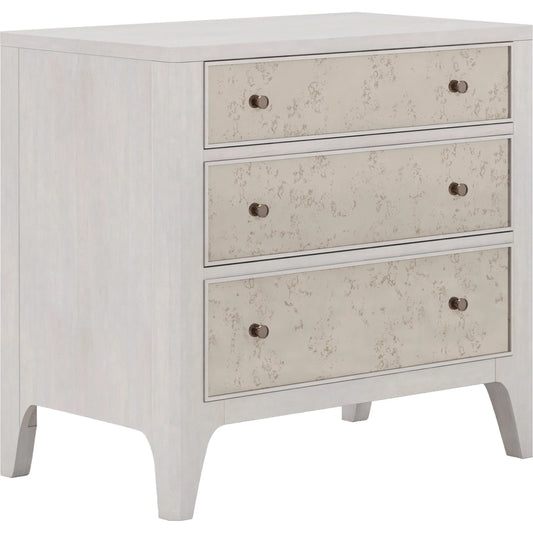 Mezzanine Nightstand by A.R.T. Furniture in dove gray. Made from parawood, poplar solids, maple veneer, mirror in a modern style.