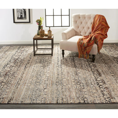 Caprio Transitional Damask Rug - 3961F by Feizy in gray, ivory, tan. Made from polyester, viscose in a unique style.