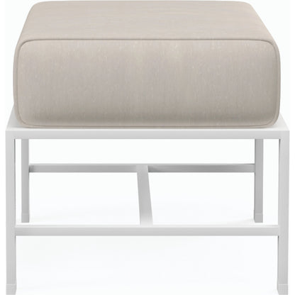 Bristol Outdoor Ottoman in Canvas Flax w/ Self Welt by Sunset West in white. Made from aluminum in a modern style.
