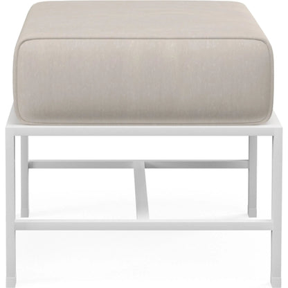 Bristol Outdoor Ottoman in Canvas Flax w/ Self Welt by Sunset West in white. Made from aluminum in a modern style.