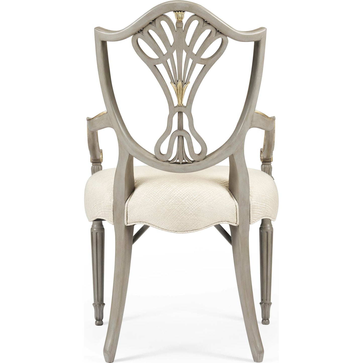 008 SR-846123 | Additional Silo | Buckingham Sheraton Grey & Gilded Dining Armchair by Jonathan Charles in brown and buckingham gray. Made from acacia in a traditional style.