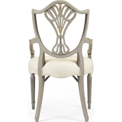 Buckingham Sheraton Grey & Gilded Dining Armchair by Jonathan Charles in brown and buckingham gray. Made from acacia in a traditional style.